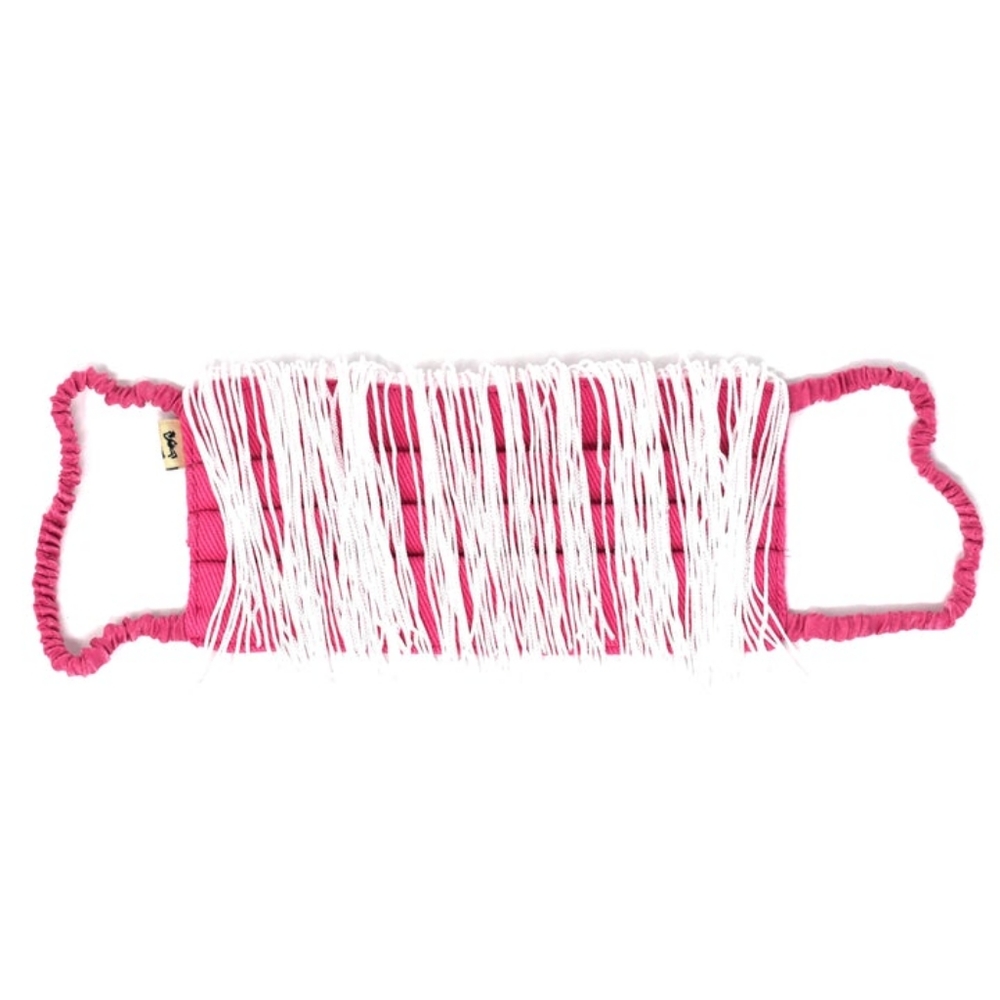 Pink Cotton Fringe Mask